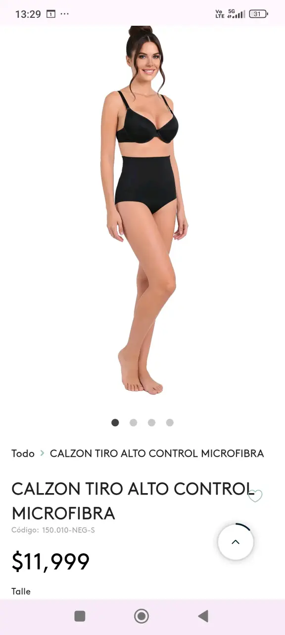 Calzón control negro Kayser talla M - 2