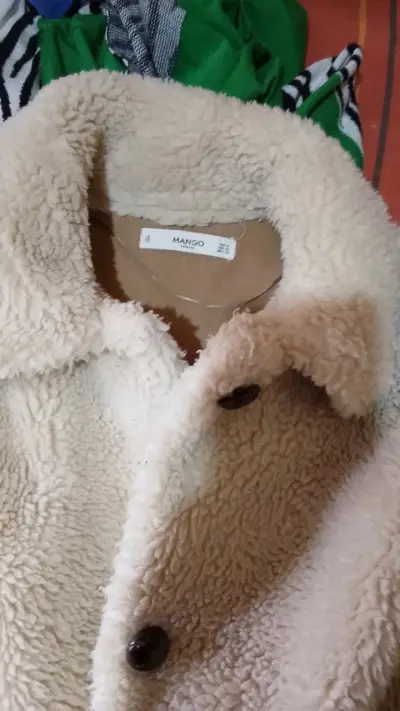 Abrigo de lana sintética beige - miniatura 3
