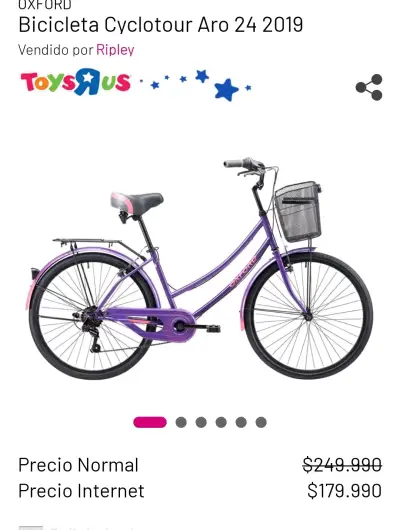 Bicicleta Oxford morada con canasto - miniatura 3