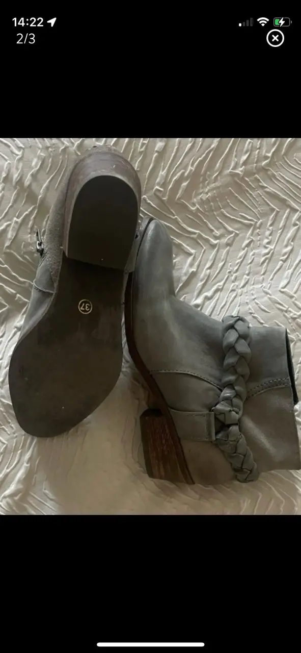 Botines de cuero gris con trenza decorativa - 2