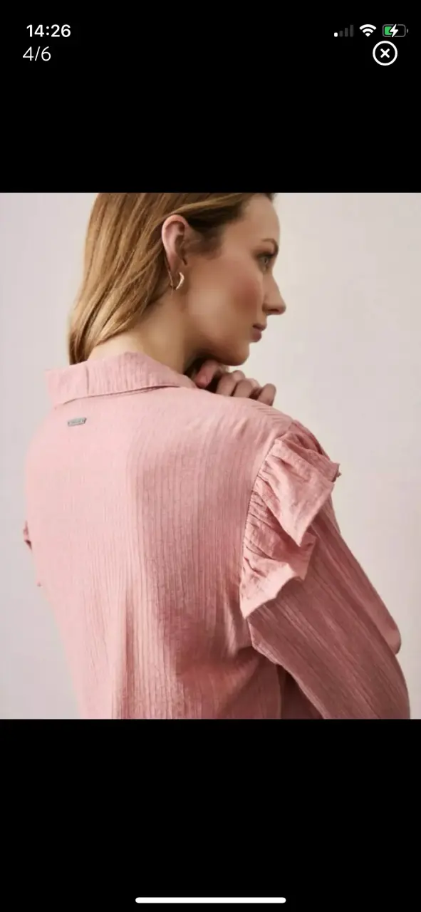 Blusa rosa con volantes para mujer - 4