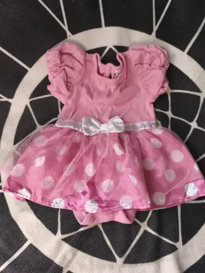 Vestido rosado para bebé con lunares - miniatura 1