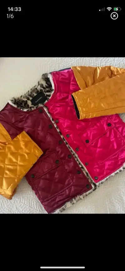 Chaqueta acolchada multicolor con forro de piel - miniatura 1