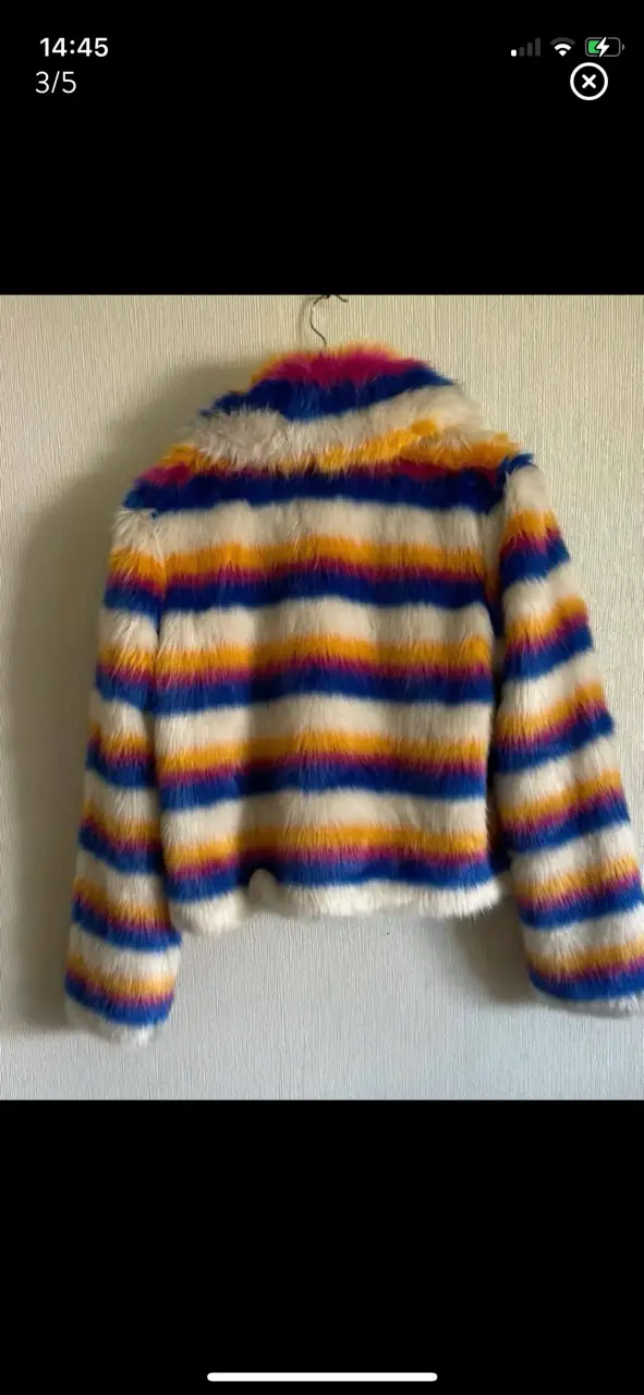 Chaqueta de piel sintética a rayas colorida - 2