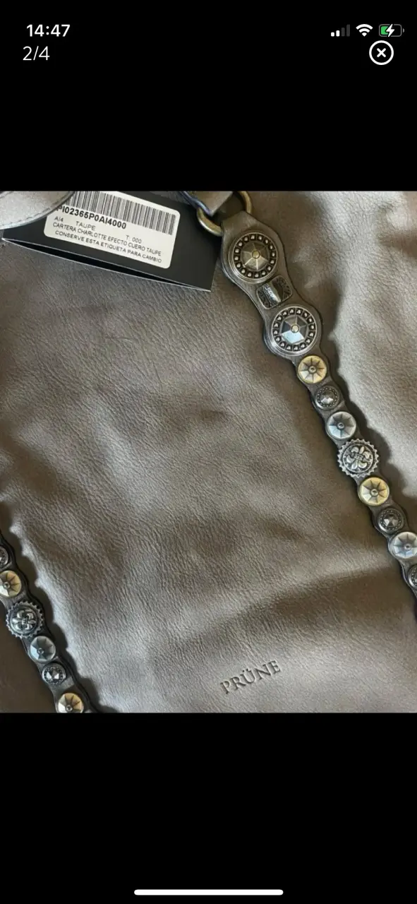 Bolso Prüne gris con detalles metálicos - 2