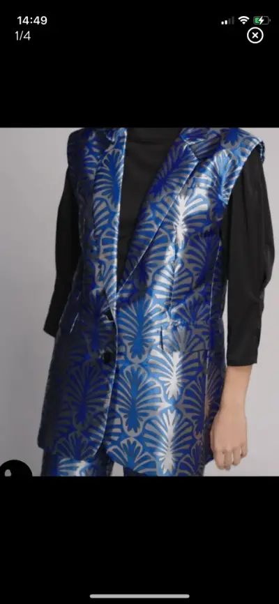 Chaleco estampado azul y plateado elegante - miniatura 1