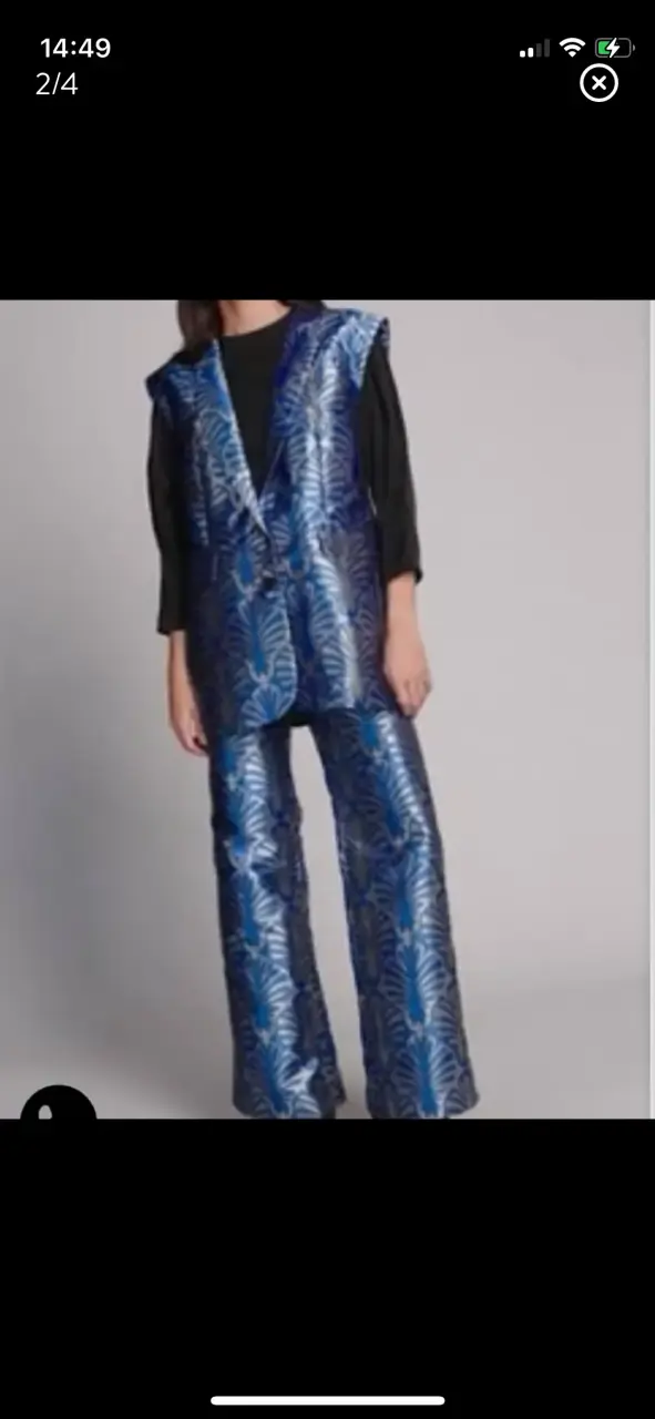 Chaleco estampado azul y plateado elegante - 2