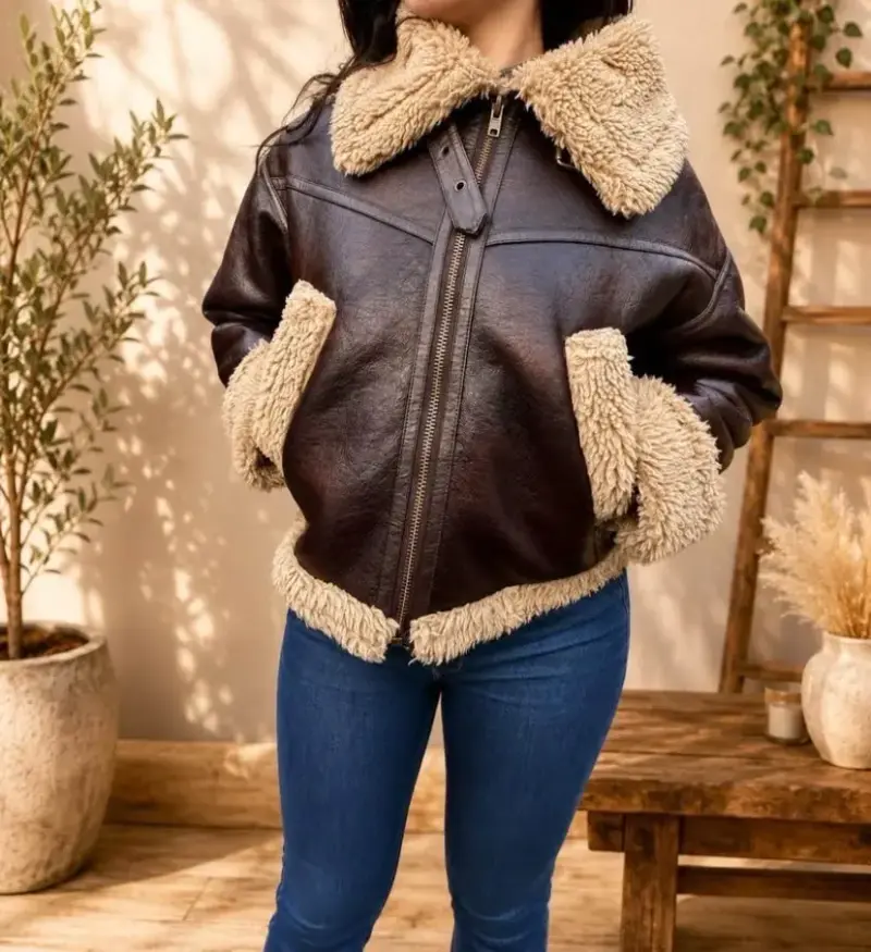 Chaqueta Raindoor de cuero con forro de borrego - 1