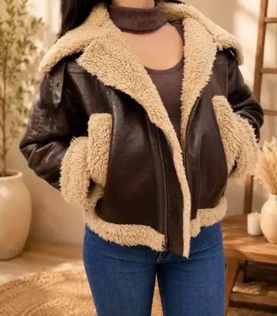 Chaqueta Raindoor de cuero con forro de borrego - miniatura 2