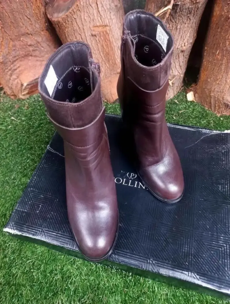 Botines de cuero marrón marca Pollini talla 36 - 2