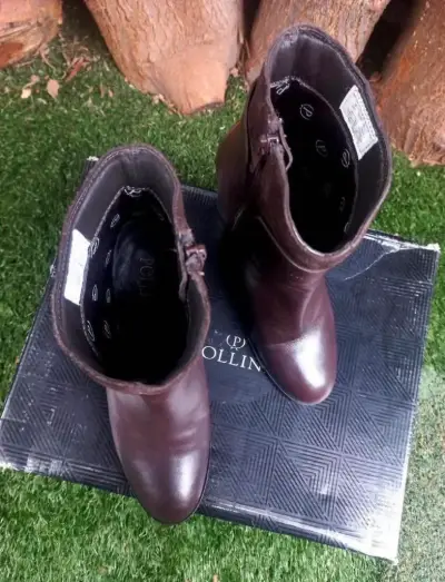 Botines de cuero marrón marca Pollini talla 36 - miniatura 3