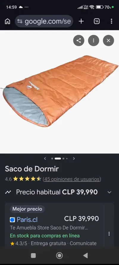 Saco de dormir naranja impermeable Nuevo - miniatura 1