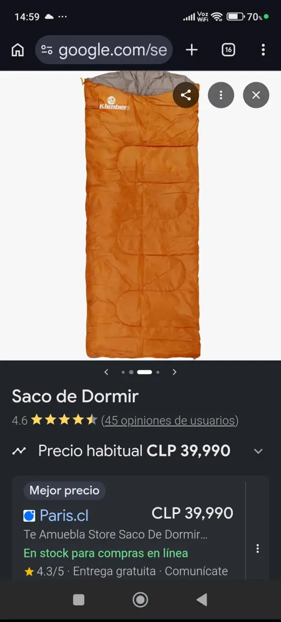 Saco de dormir naranja impermeable Nuevo - 2