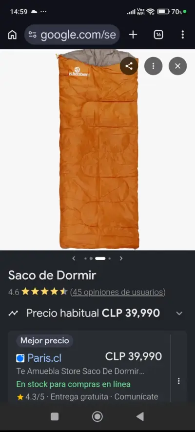 Saco de dormir naranja impermeable Nuevo - miniatura 2