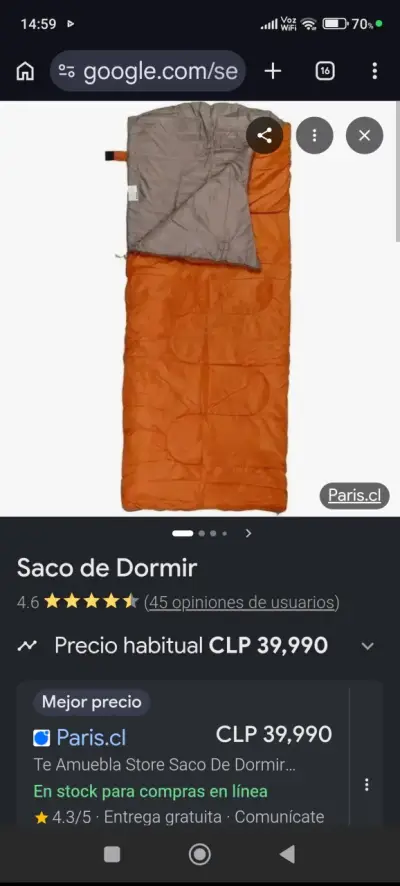 Saco de dormir naranja impermeable Nuevo - miniatura 3