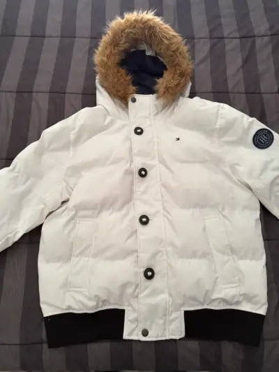 Parka blanca con capucha de pelo Tommy Hilfiger - miniatura 1