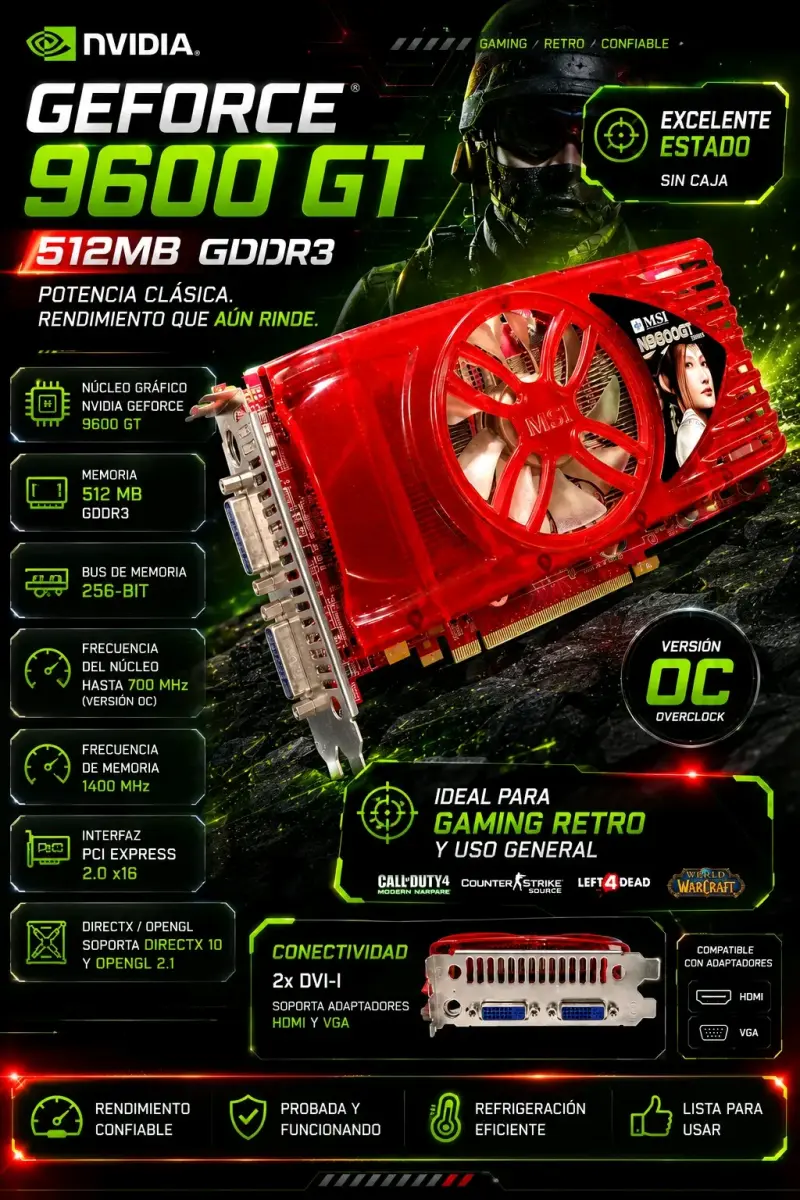 Tarjeta gráfica NVIDIA GeForce 9600 GT 512MB
