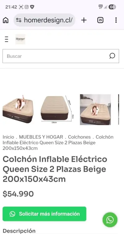 Colchón inflable doble con bomba integrada - miniatura 3