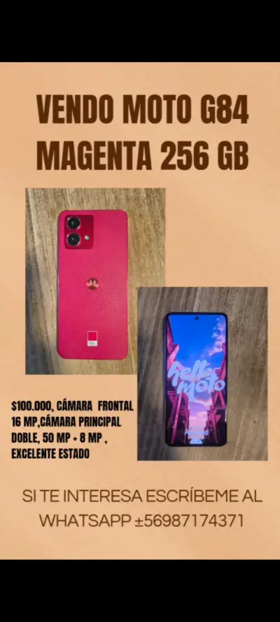 Moto G84 magenta 256 GB en excelente estado - miniatura 1