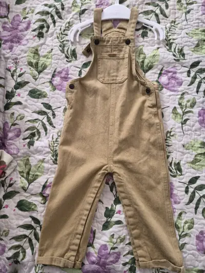 Jardinera infantil de mezclilla beige - miniatura 1