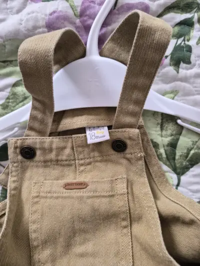Jardinera infantil de mezclilla beige - miniatura 2