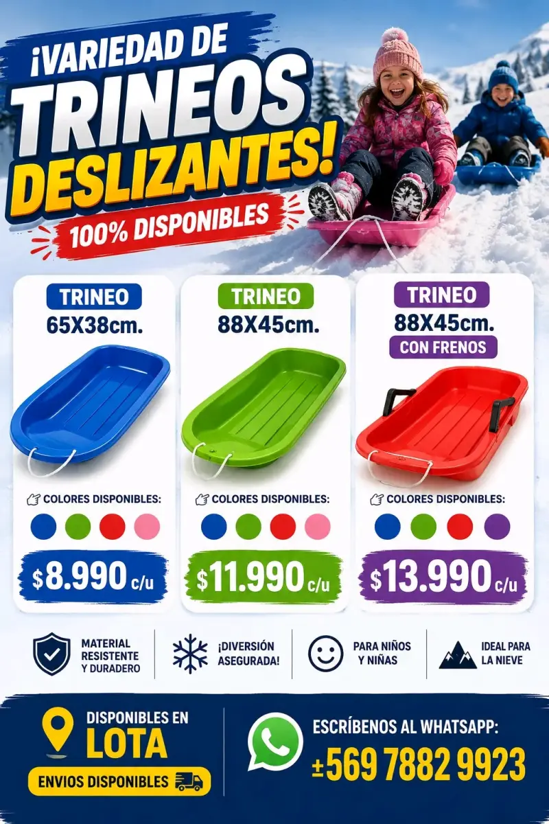 Trineo deslizante con y sin frenos