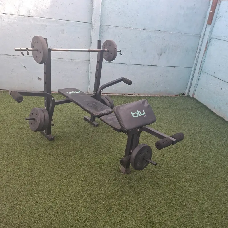 Banco de pesas Blu con barra y discos - 1
