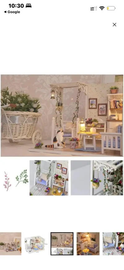 Casa de muñecas miniatura con luces LED - miniatura 2