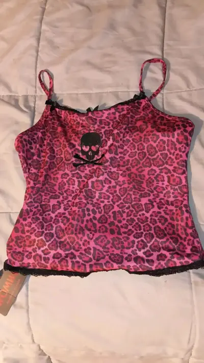 Top de tirantes rosa con estampado animal - miniatura 1