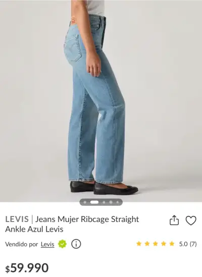 Jeans Mujer Ribcage Straight Ankle Azul Levi's. 30 - miniatura 1