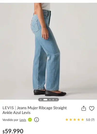 Jeans Mujer Ribcage Straight Ankle Azul Levi's. 30 - miniatura 2