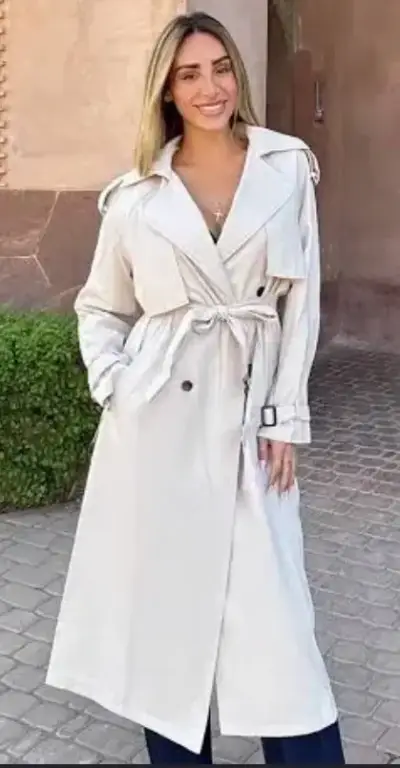 Abrigo trench beige elegante para mujer L - miniatura 3
