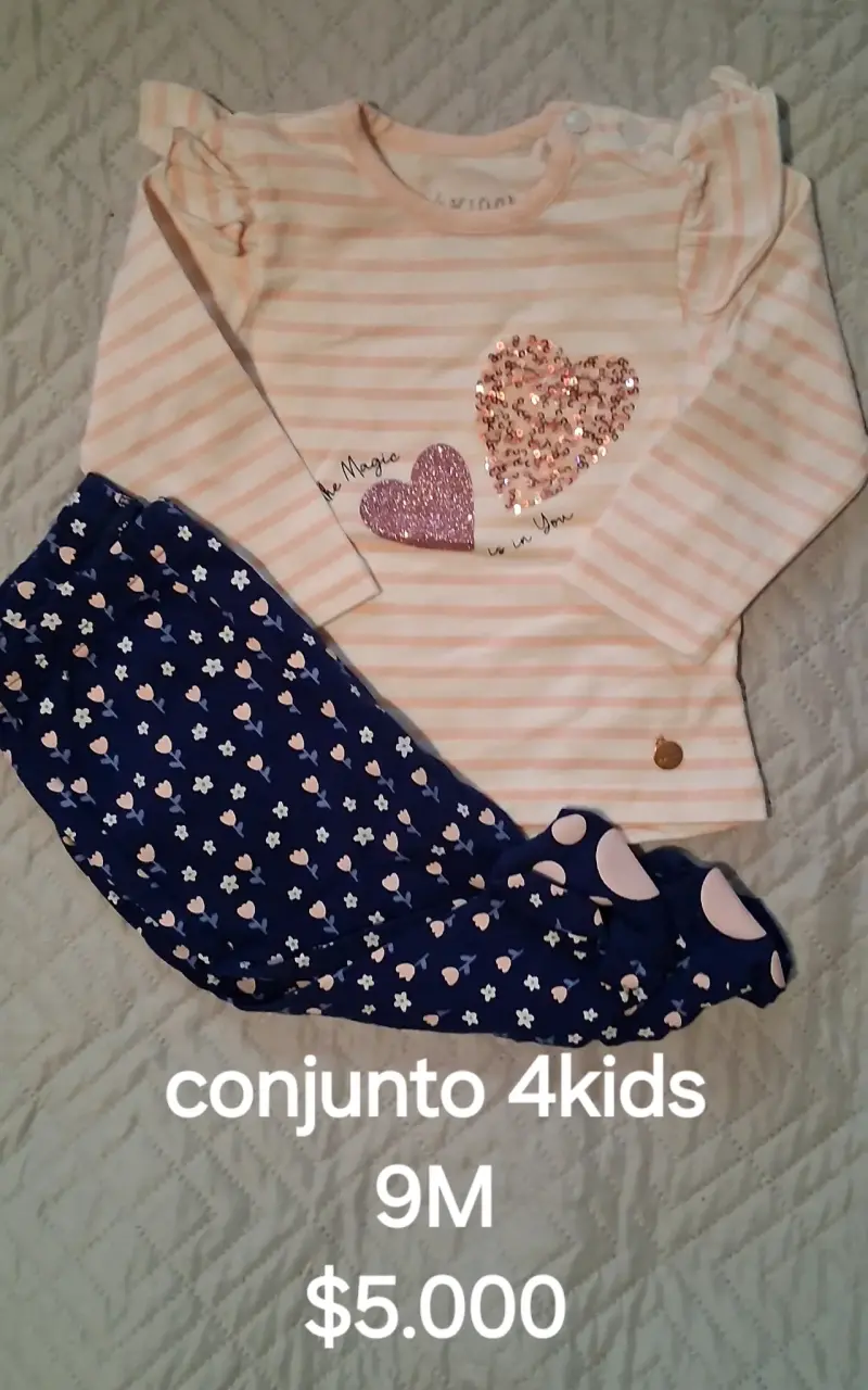 Conjunto infantil 4Kids 9M rayas y flores - 1