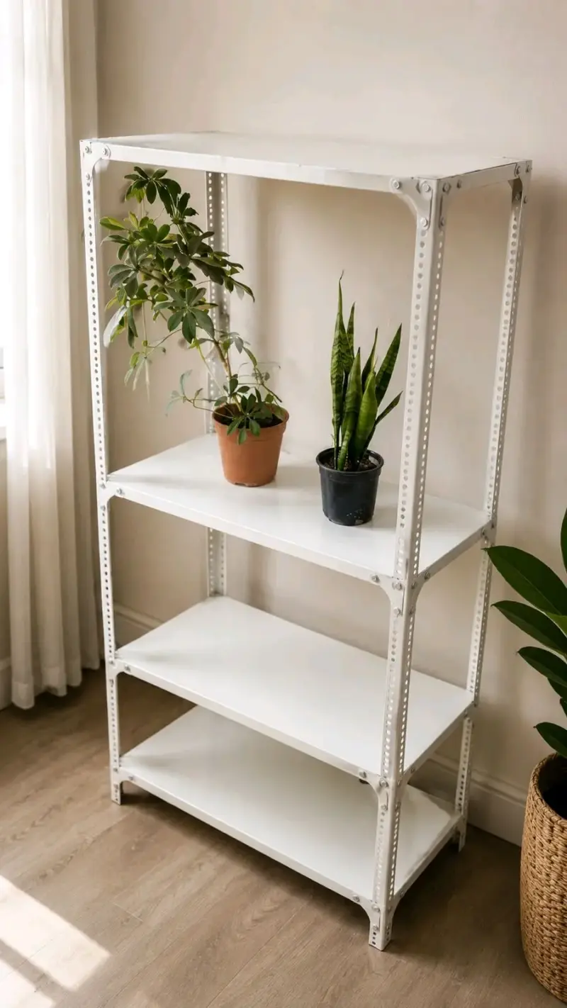 Estante metálico blanco de cuatro niveles - 1