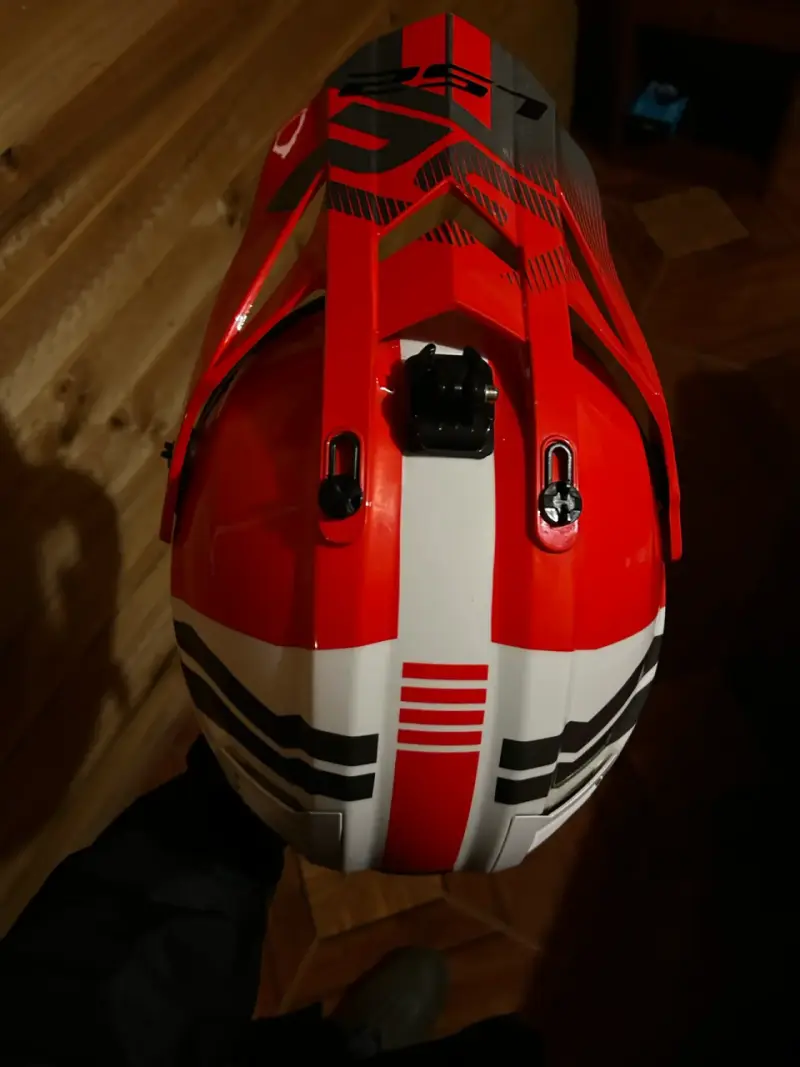 Casco de moto LS2 rojo y blanco - 4