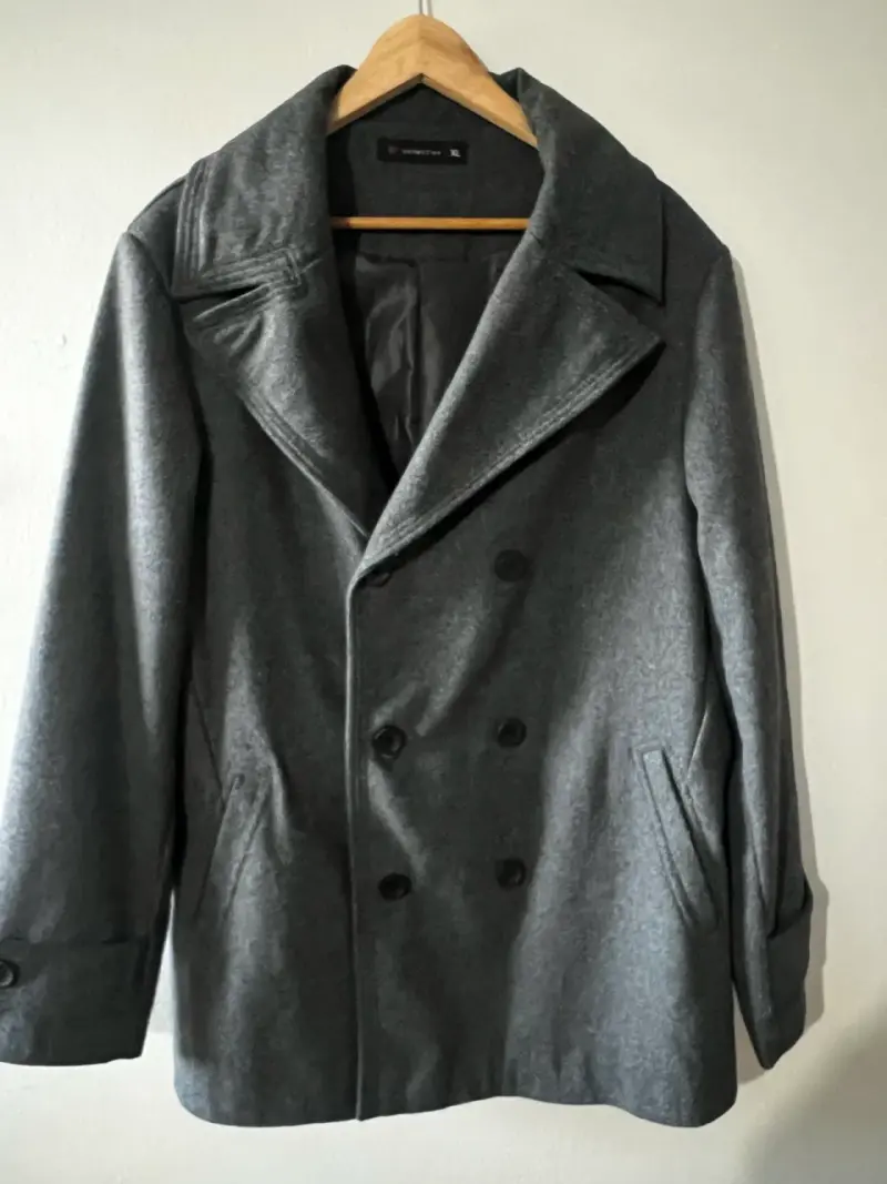 Abrigo cruzado gris para hombre XL - 1