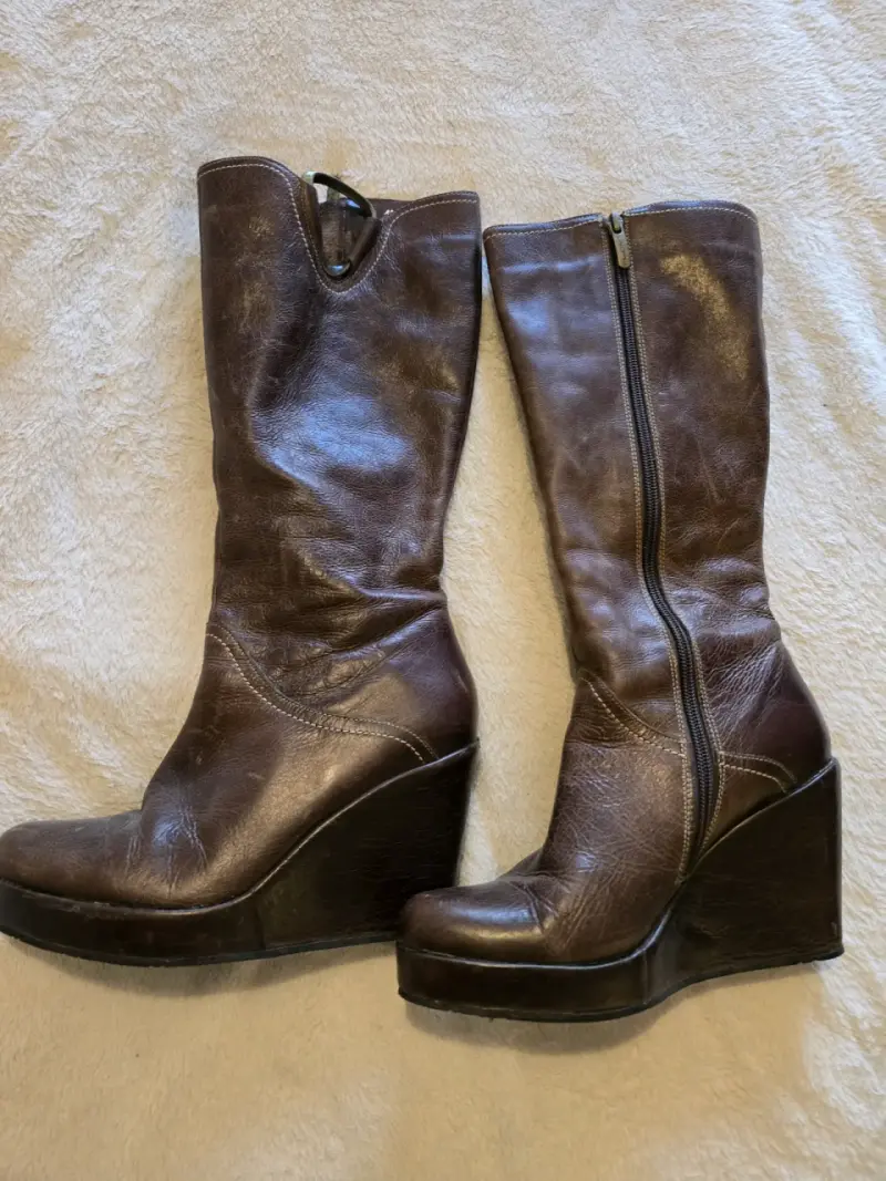 Botas de cuero marrón con plataforma - 3