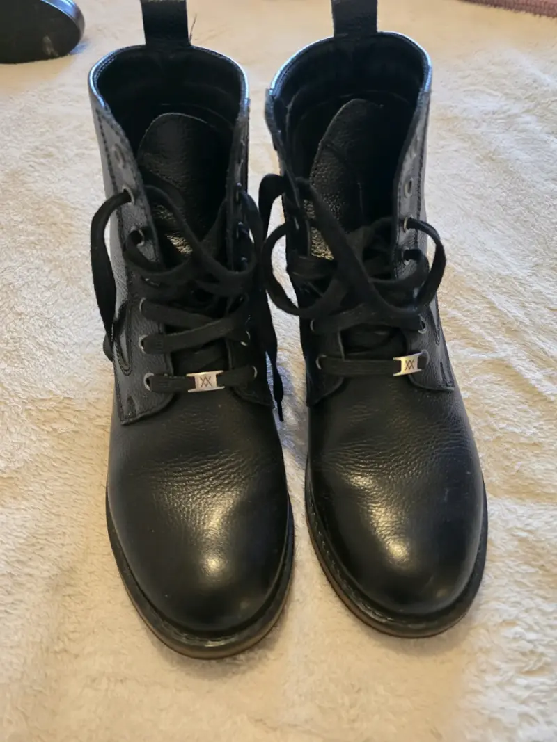 Botines de cuero negro para mujer - 2