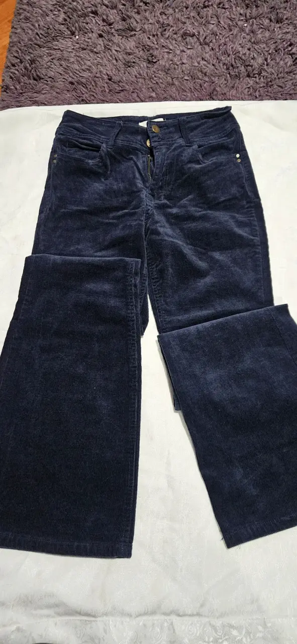 Pantalones cotele de pana azul oscuro - 2