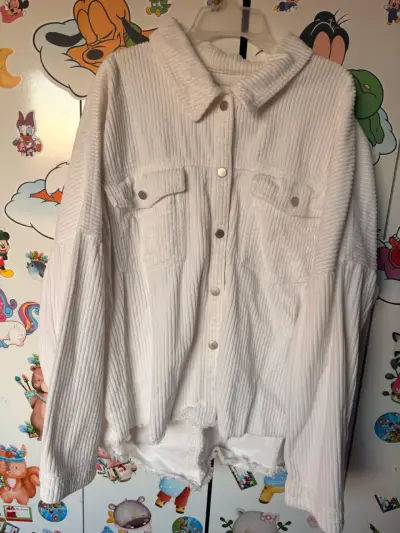 Chaqueta de pana blanca para mujer - miniatura 1