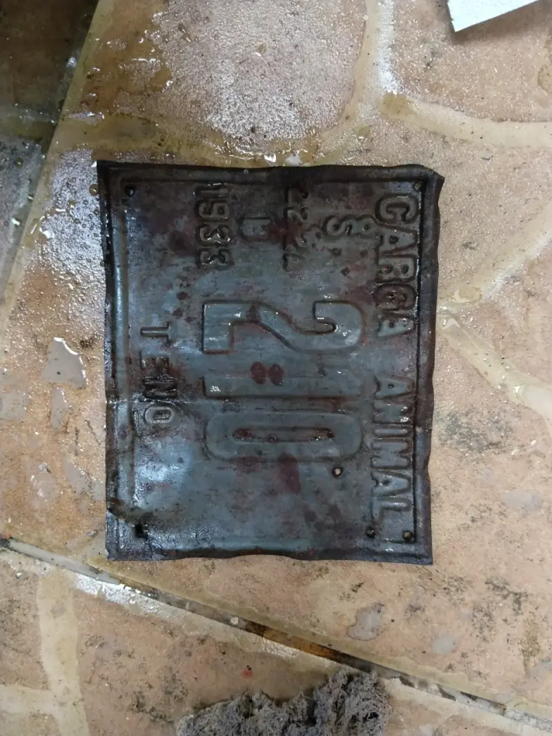 Placa metálica antigua de carga animal - 2