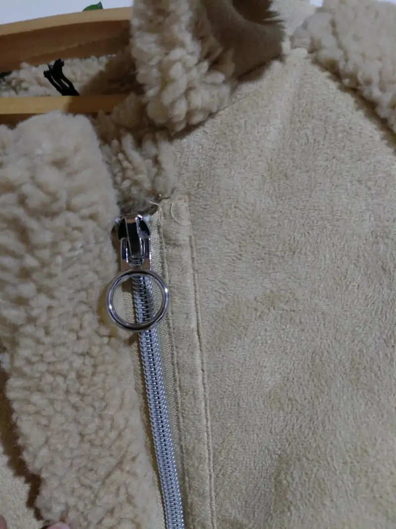 Chaqueta de lana beige con forro - 3