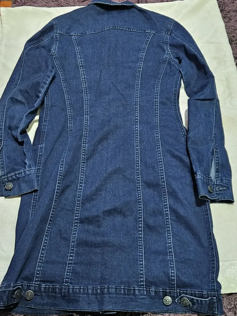 Abrigo de mezclilla azul para mujer - 1
