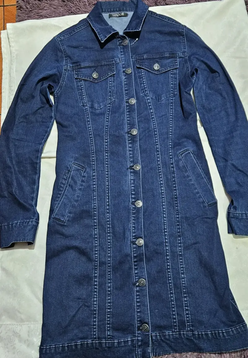 Abrigo de mezclilla azul para mujer - 2