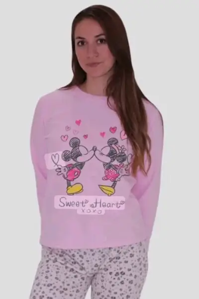 Pijama polar rosa con diseño de personajes - miniatura 2