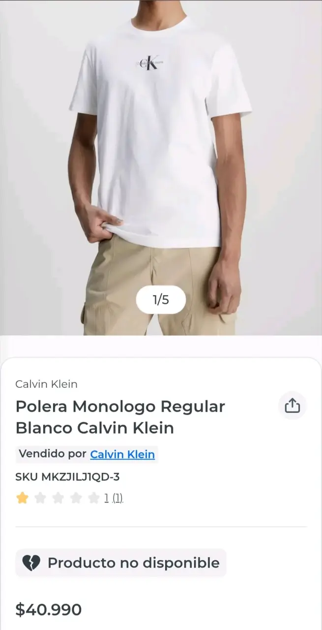 Polera blanca Calvin Klein para hombre - 2