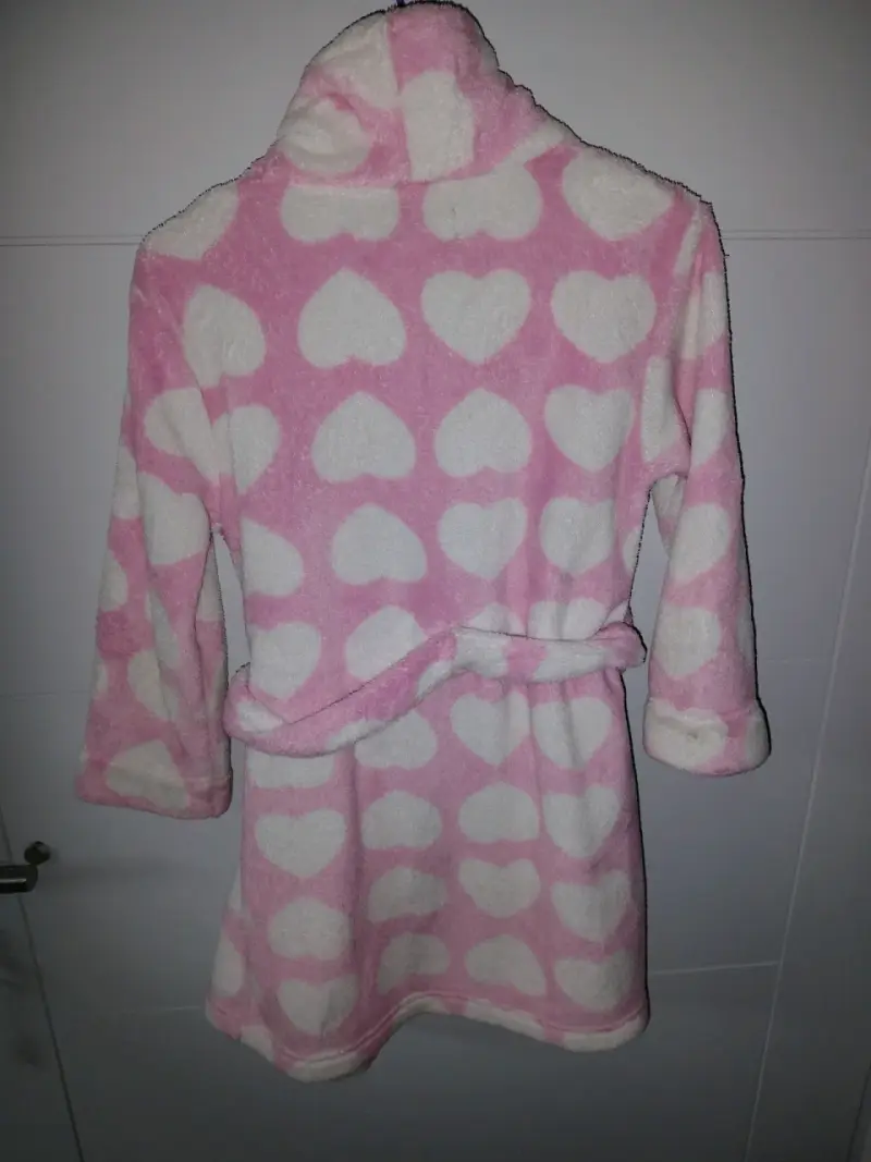 Bata de baño infantil rosa con corazones - 2