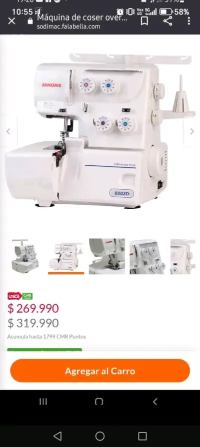 Máquina de coser overlock Janome 8002D - miniatura 3