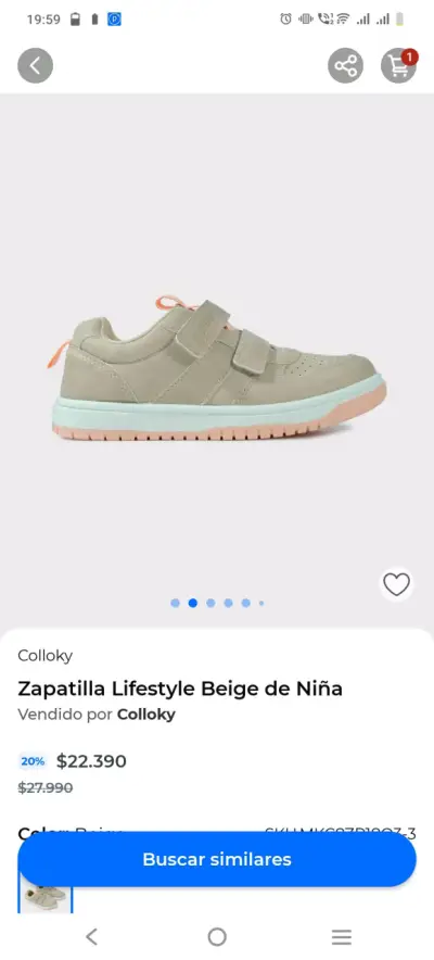 Zapatillas Colloky beige para niños N°34 - miniatura 2