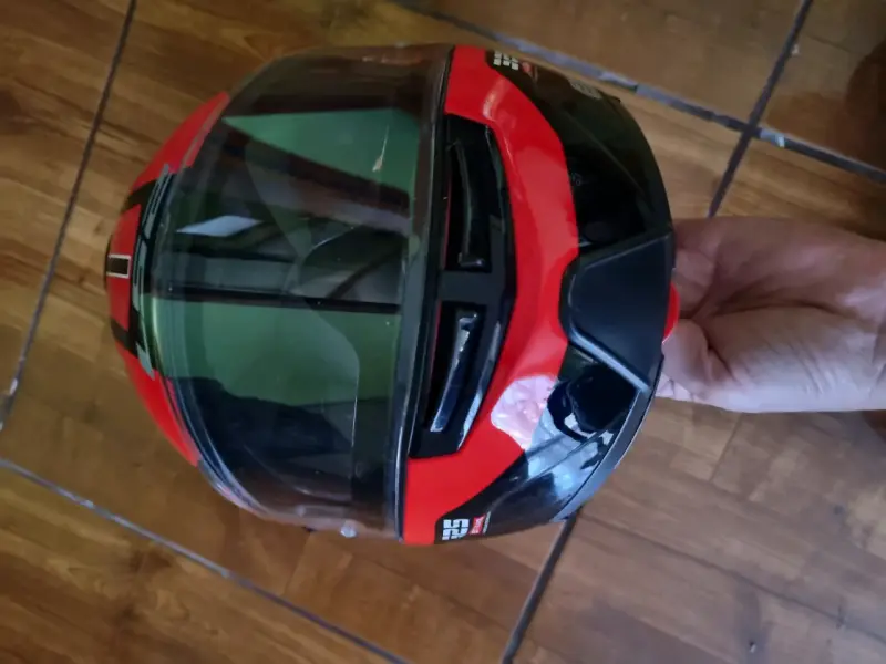 Casco de moto integral rojo con intercomunicador - 3